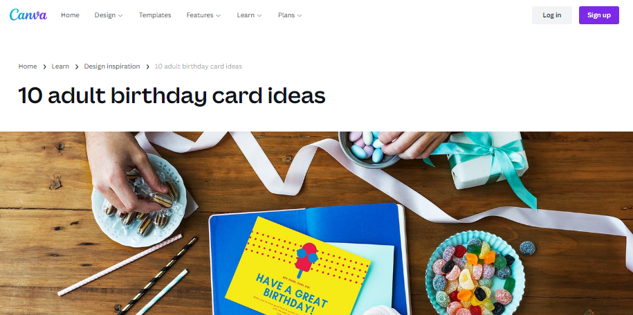 Canva uses their blog as a lead magnet for their card-making tools.