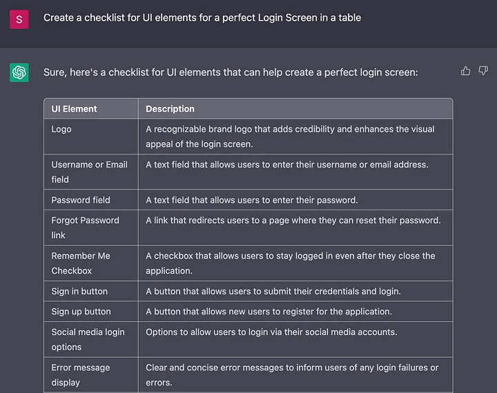 Create a UI Checklist using ChatGPT