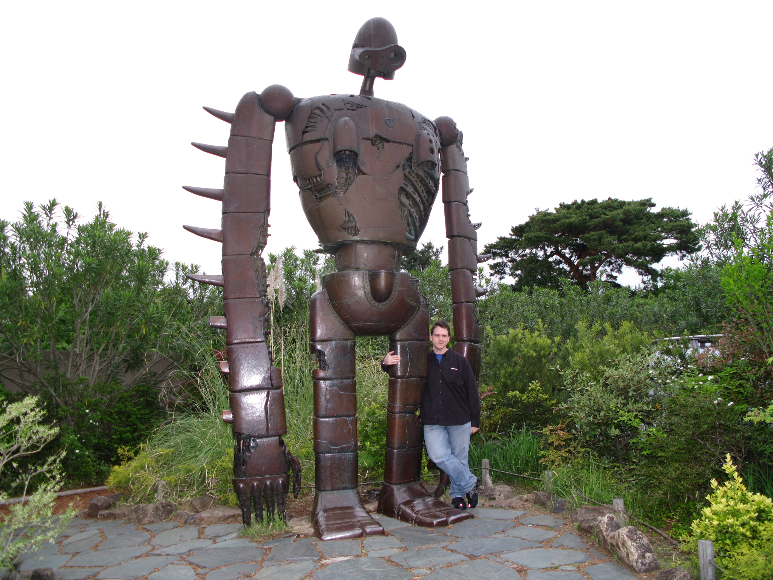 Standing with the Laputa Robot ontop the the Ghibli Studios