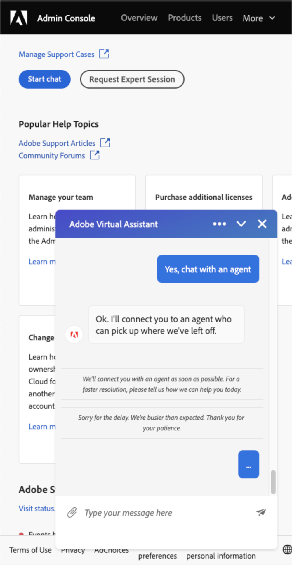 Adobe Support Chat