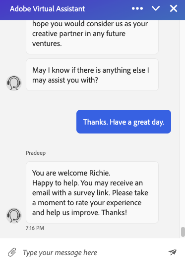 Adobe Support Chat