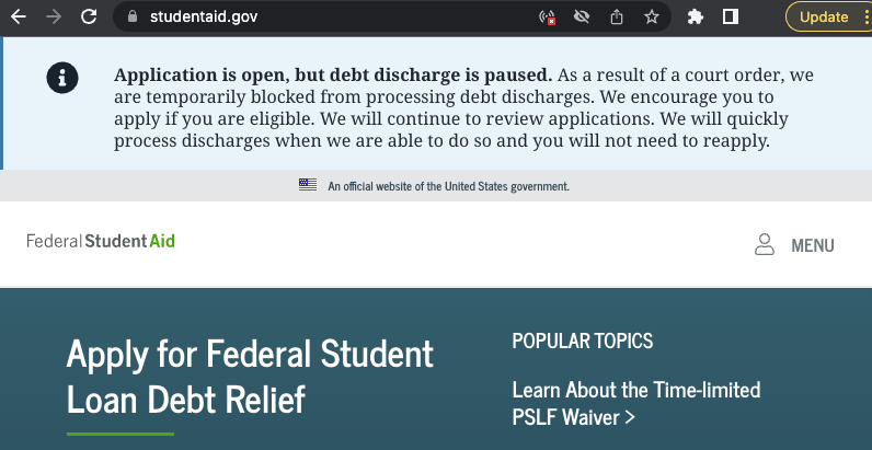 Student Aid Debt relief BLOCKED!