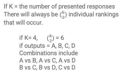 Example of response ranking combinations