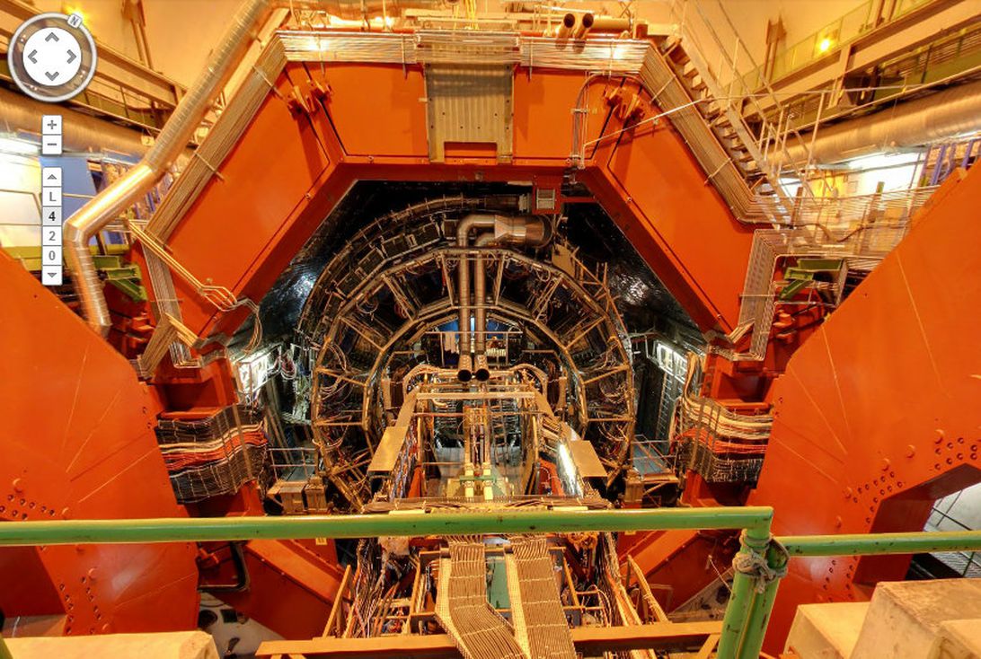 Virtually touring the Large Hadron Collider facilities. Screenshot by Amanda Kooser/CNET
