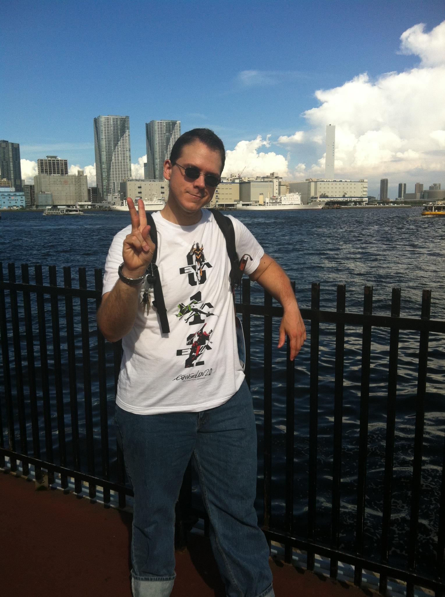 Posing around Minato-ku in my EVA T-shirt