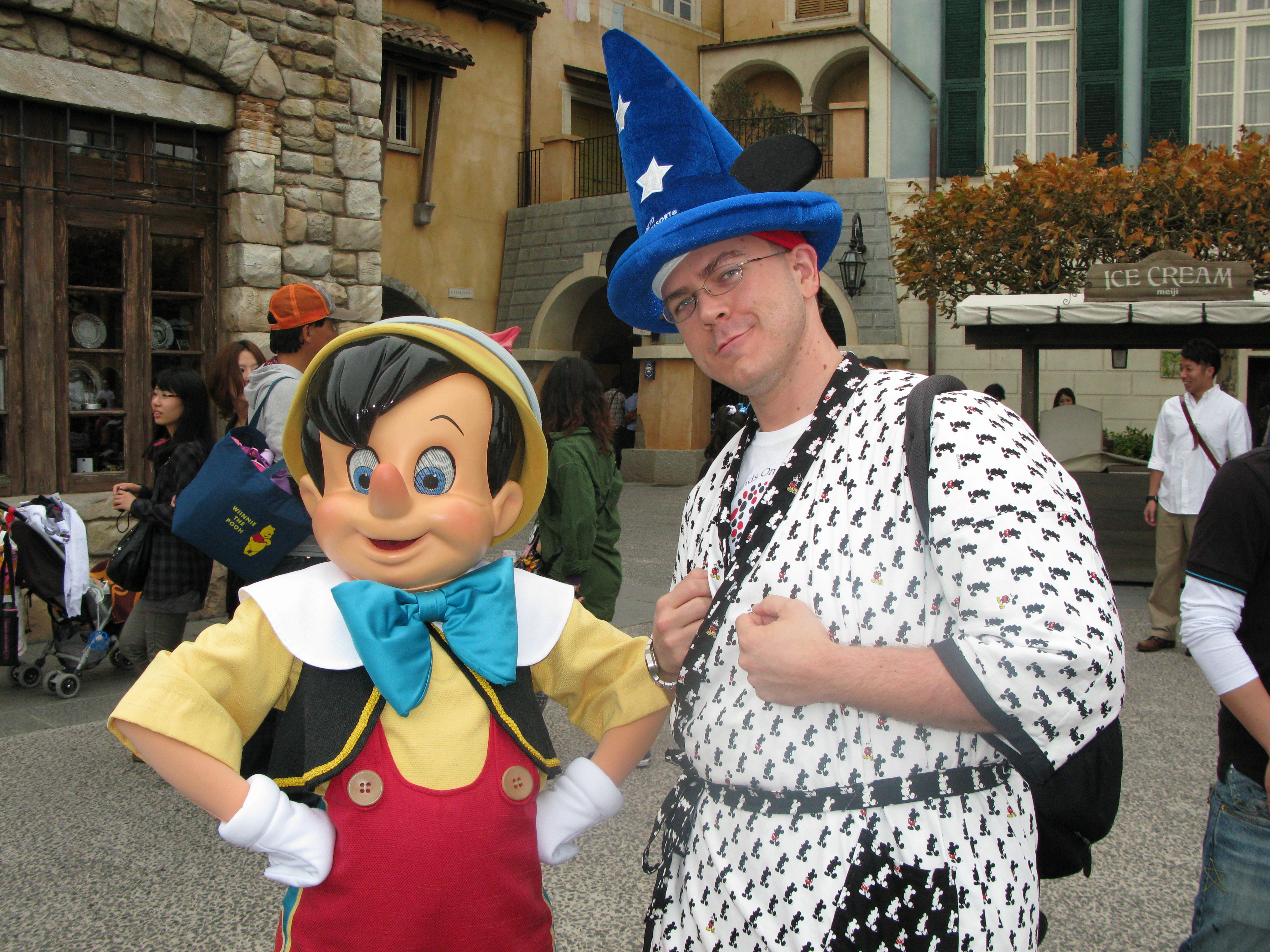 Posing with Pinocchio